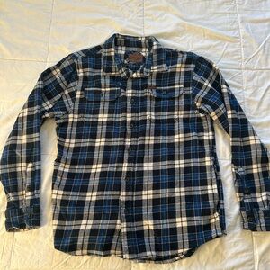 Orvis Navy and White Plaid Casual Shirt